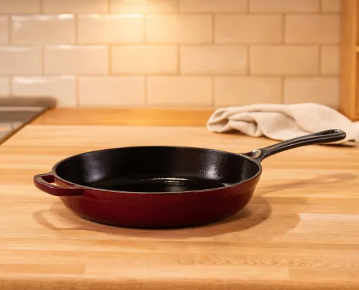 Enameled cast iron skillet