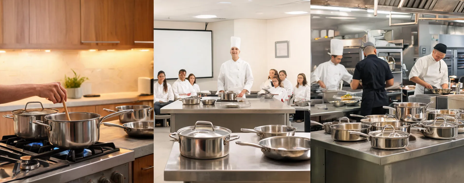 Cookware applications across home and professional kitchens